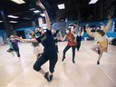 Tiffany Wentzell (centre) leads a class at Windsor Dance eXperience on Oct. 5, 2021.
