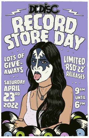 The poster created by Greg Maxwell to promote Record Store Day at Windsor's Dr. Disc Records, 471 Ouellette Ave., April 23, 2022.