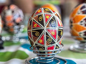 Ukrainian Easter eggs, known as pysanky, created by sisters Taïssa and Natalia Hrycay, and by family and friends.