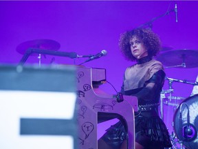 Arcade Fire's Régine Chassagne at Coachella last week.  After Osheaga, the band will be back in Montreal to close out an arena tour that's being mapped out here, in the city where it all started.