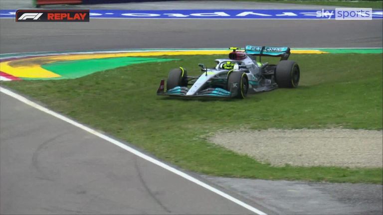 Lewis Hamilton takes an off road trip during practice at the Emilia Romagna GP