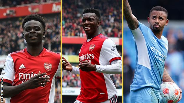 Bukayo Saka, Eddie Nketiah (both Arsenal), Gabriel Jesus (Man City)