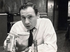 Mel Brooks drinks coffee at the Automat in the early 1950s.