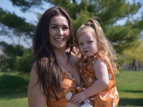 Stacey Robert-Tobin and three-year-old daughter Bella.  Robert-Tobin started Fertility Friends, a support group for women struggling with infertility.  Many women from the group have gone on to have children in the five years since the group was founded, and Robert-Tobin gathered the group with their de ella?  on Saturday, April 23, 2022 to mark the beginning of Infertility Awareness Week.