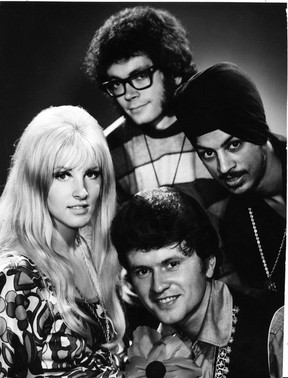The Poppy Family (from left) Susan Jacks, Terry Jacks, Craig McCaw (glasses) and Satwant Singh.