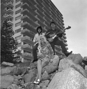 April 2, 1969 photo of the Poppy family.  Susan Jacks (center), Craig MacCaw (left), and Terry Jacks.  Dave Buchan/Vancouver Sun