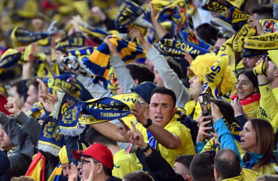 Villarreal fans cheer on their team