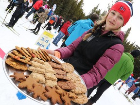 Participants in the Kananaskis Ski Marathon (aka the Cookie Race) are offered cookies during and after the race.  GAVIN YOUNG