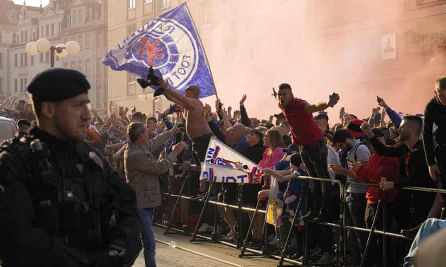 Rangers fans enjoy themselves before the game.
