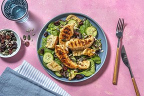 Let someone else do the meal planning and grocery shopping for your barbecue.  Ready-made, delicious and delivered makes outdoor summer entertaining a cinch.  Maple-Mustard Grilled Chicken Salad with Grilled Croutons, $10 portion, www.HelloFresh.ca