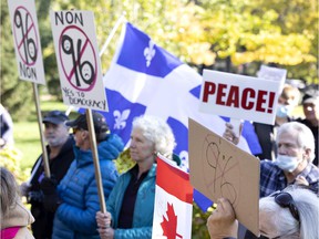 Protesters gathered in NDG last October for a rally against Bill 96.