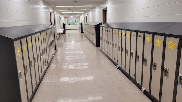 A hallway in the Elementary Pavilion at École Monseigneur de Laval in Regina after a pipe problem caused flooding.