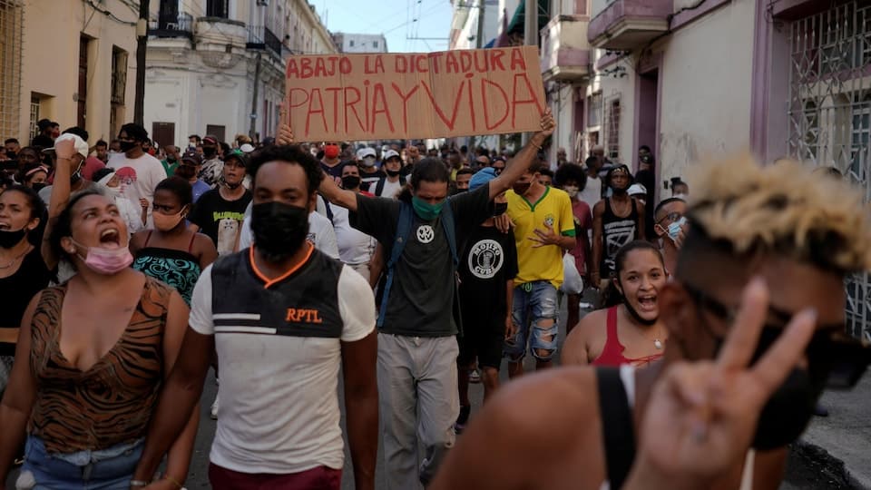 Protesters in Havana.
