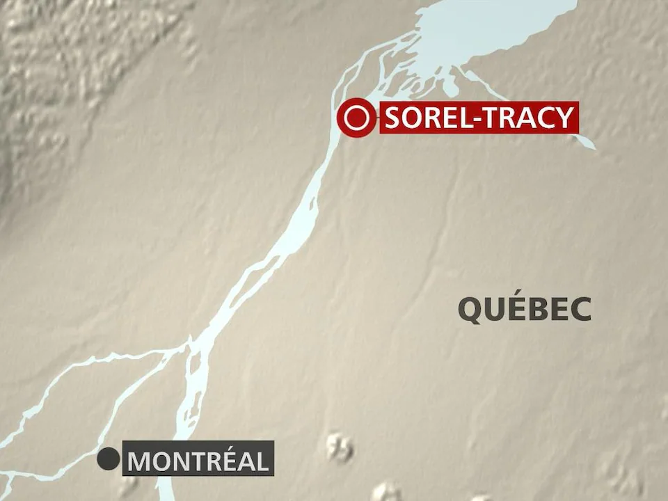 Une carte montre l'emplacement de Sorel-Tracy.