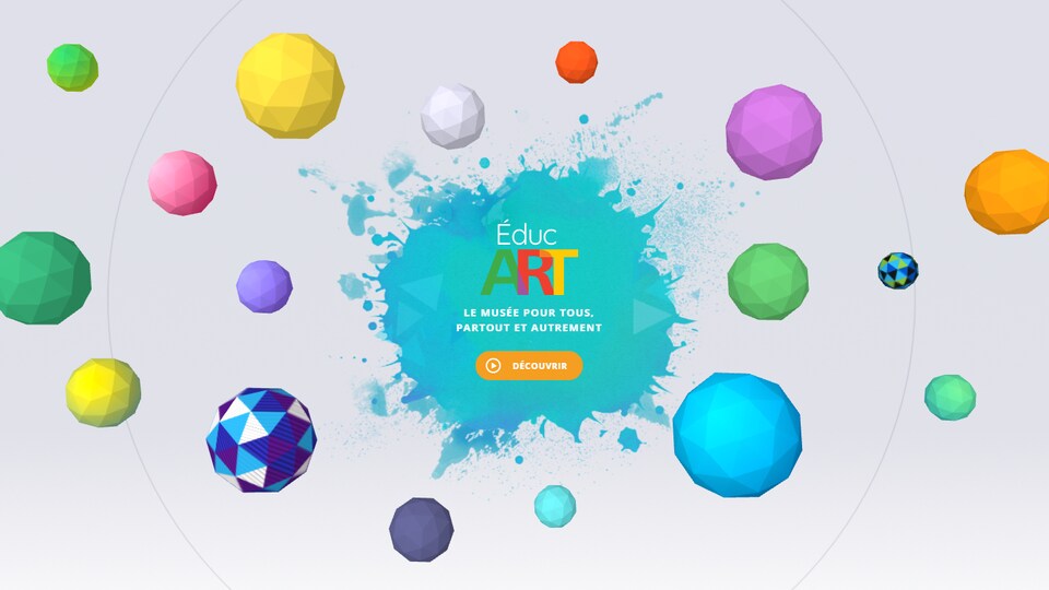 La page d'accueil de la plateforme EducArt affiche des planètes thématiques colorées. 