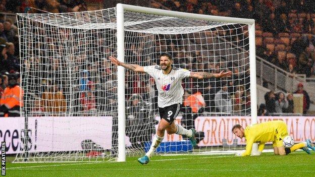 Aleksandar Mitrovic celebrates scoring the winner for Fulham