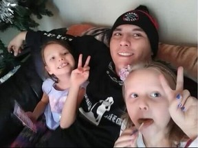 Abbotsford resident and father of six Dale Lylyk, 38, was hit by a car while crossing Hillcrest Avenue and Clearbrook Road in Abbotsford at 11:59 pm on April 26, 2022. Lylyk, pictured with two of his kids, suffered serious injuries and as of April 30 was in an induced coma at Royal Columbian Hospital.