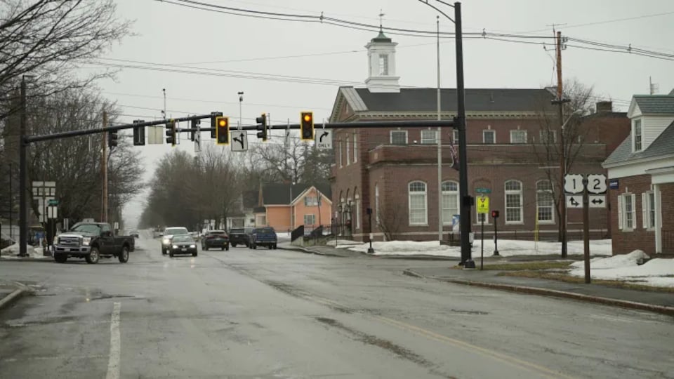 An intersection in Houlton, Maine.