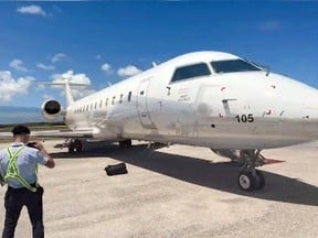 The Pivot Airlines plane is at the airport in the Dominican Republic after 210 kilograms of cocaine were found hidden on board.