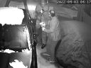 A surveillance camera image from a robbery incident at a Leamington residence during the early morning hours of April 4, 2022.