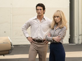 Miles Teller as Al Ruddy and Juno Temple as Bettye McCartt of the Paramount+ original series The Offer.