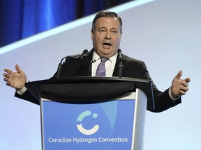 Alberta Premier Jason Kenney speaks at the Canadian Hydrogen Convention held in Edmonton on Tuesday April 26, 2022, where he announced that the province of Alberta will invest  million to launch the Clean Hydrogen Center of Excellence to support made-in-Alberta energy solutions and to grow the province's emerging hydrogen sector.