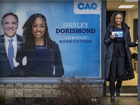 Coalition Avenir Québec candidate Shirley Dorismond at her campaign office in Longueuil.