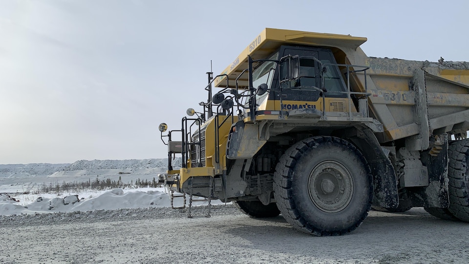 A 240 ton truck in the pit of the Canadian Malartic mine.