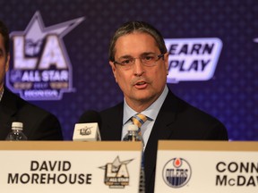 Chief Executive Officer of the Pittsburgh Penguins David Morehouse speaks at the NHL/NHLPA Learn to Play Press Conference during 2017 NHL All-Star Media Day as part of the 2017 NHL All-Star Weekend at the JW Marriott on January 28, 2017 in Los Angeles , Calif.