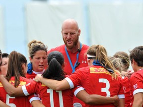 Then-Canada's women's sevens coach John Tait, talking to his players during a 2016 World Seven Series match in France, was at the center of controversy and ultimately left the job last year after unfounded allegations were made against him.