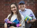 Mike Malott and his daughter, Jada, 16, who are leading a campaign to convince the city to provide free feminine hygiene products at city owned facilities, such as arenas and recreation centres, are pictured on Wednesday, March 10, 2021.