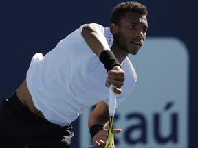 Felix Auger-Aliassime is pictured in a file photo taken at the Miami Open in Miami Gardens, Fla., March 26, 2022.