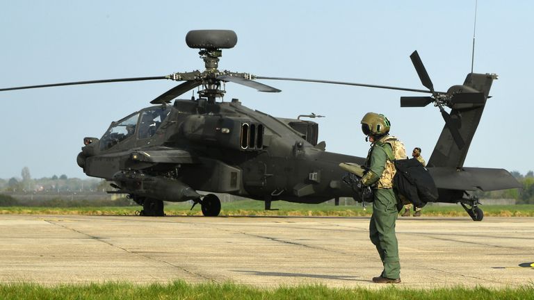 British Army attack helicopters operated by 664 Squadron of the 4th Regiment of the Army Air Corps (AAC) prepare to deploy to the SWIFT RESPONSE EXERCISE located in North Macedonia.  ..The deployment of British Army AH-64 Apache attack helicopters to the region will build on existing relationships with our NATO allies and promote interoperability with NATO aviation equivalents.  It will also allow pilots, ground support crews and maintenance technicians to hone their skills in forward locations to promote efficient practices and increase the operational reach of the 1st Aviation Brigade Combat Team (BCT).