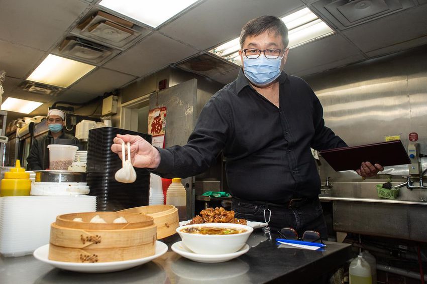 Steamed Soup-Filled dumplings ready to be served at Asian Legend in Chinatown.