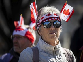 Supporters watched as 'Rolling Thunder' Ottawa held a ceremony at the National War Memorial in downtown Ottawa, Saturday, April 30, 2022.