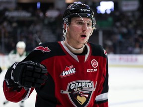 Adam Hall scored a goal as the Vancouver Giants defeated the Everett Silvertips 3-0 on Saturday, April 30, 2022, in Everett.  The Giants have a 3-2 series lead in their WHL West Division playoff series.