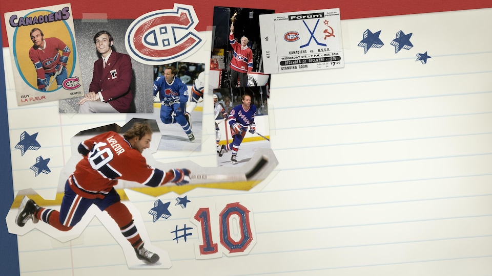 Guy Lafleur appears in different poses during his career.