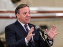 Premier François Legault in Longueuil on Monday February 14, 2022.