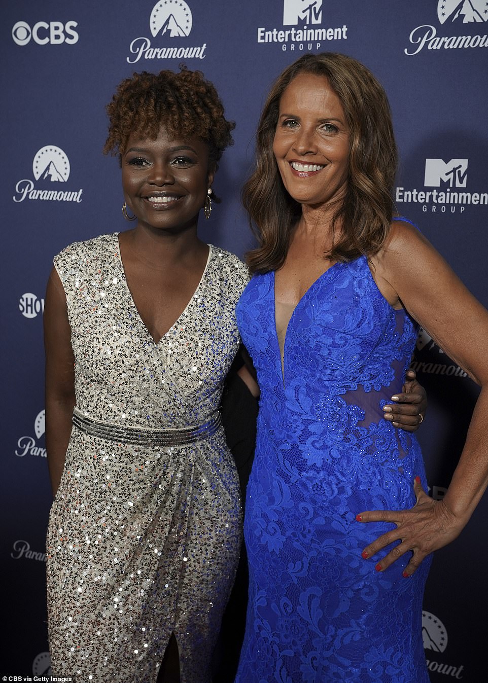 Karine Jean-Pierre, 44, and her partner Suzanne Malveaux, CNN National Correspondent, 55, pictured Saturday night at the White House Correspondents' Dinner.