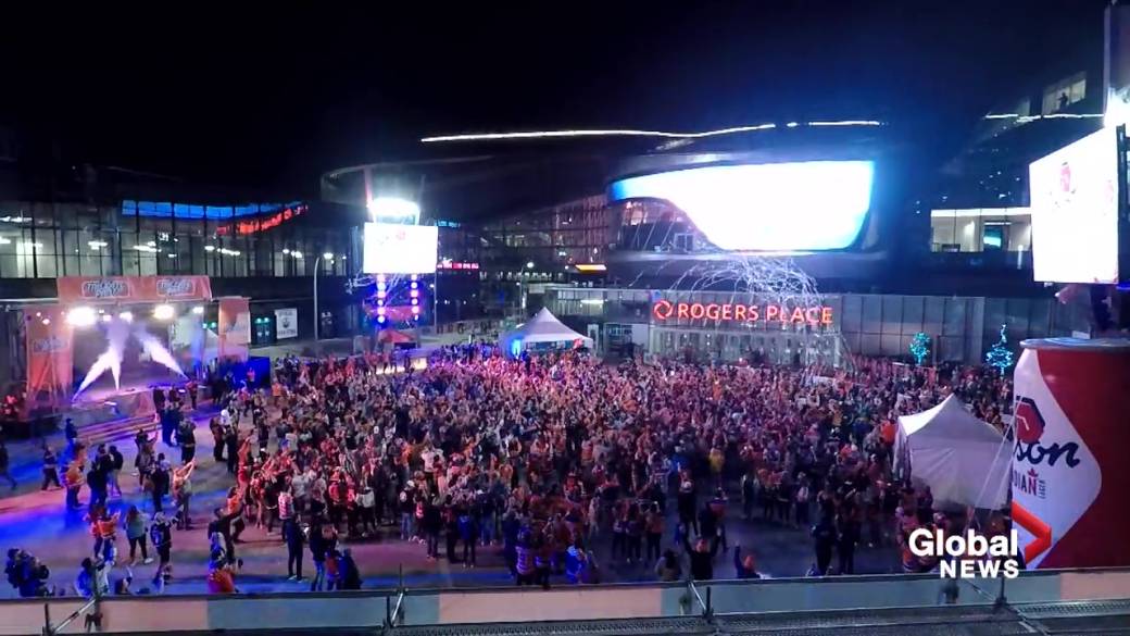 Click to Play Video: 'Rogers Place Neighbors Embrace Edmonton Oilers Playoff Plaza Chaos'