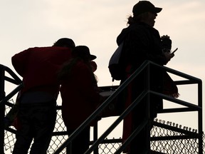 Cavalry FC fans cheer during first half Canadian Premier League action versus FC Edmonton at Clarke Stadium in Edmonton, on Friday, May 6, 2022. Photo by Ian Kucerak