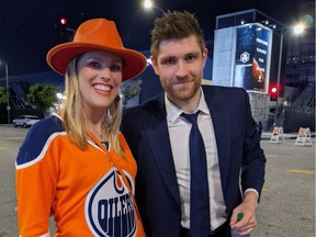 Lana Kinsey is photographed with Edmonton Oiler Leon Draisaitl in Los Angeles where the Oilers were playing games three and four of the NHL Stanley Cup playoff series between the Edmonton Oilers and Los Angeles Kings.  Ella's Lana and her husband Rob Kinsey flew from Edmonton to Los Angeles to attend the games..