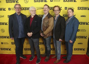 Mark McKinney, Dave Foley, Scott Thompson, Kevin McDonald and Bruce McCulloch, from left, arrive for the world premiere of “Kids In The Hall: Comedy Punks” at the ZACH Theater during the South by Southwest Film Festival on Tuesday, March 15, 2022, in Austin, Texas.