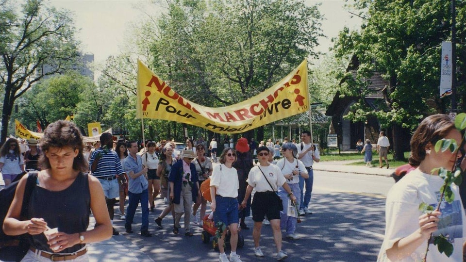 Participants in the Bread and Roses march in 1995.