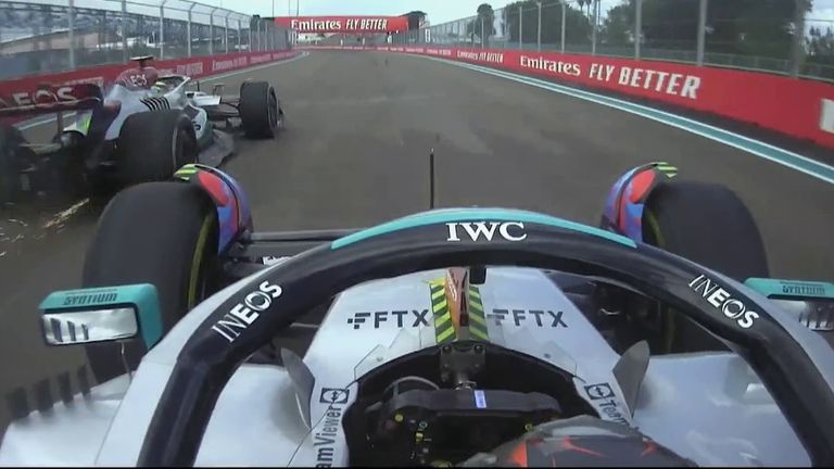 George Russell enjoyed his battle with Lewis Hamilton to finish fifth in his Mercedes