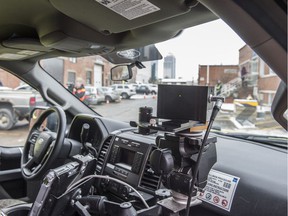 A photo from inside one of Edmonton's photo radar trucks.  File image from December 2, 2019. Photo by Shaughn Butts / Postmedia