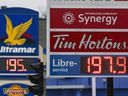 Gas selling at ,979/liter on Décarie Blvd. in Montreal Monday March 7, 2022.