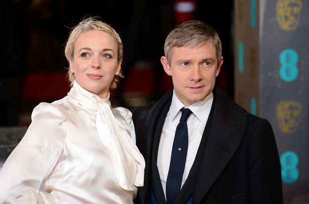 File photo dated 10/02/13 of Martin Freeman and Amanda Abbington.  Freeman has said it "it wasn't that much fun" to film Sherlock with his former partner Amanda Abbington while they were in the process of breaking up.