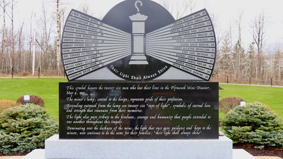 A memorial to those killed in the explosion at the Westray mine.