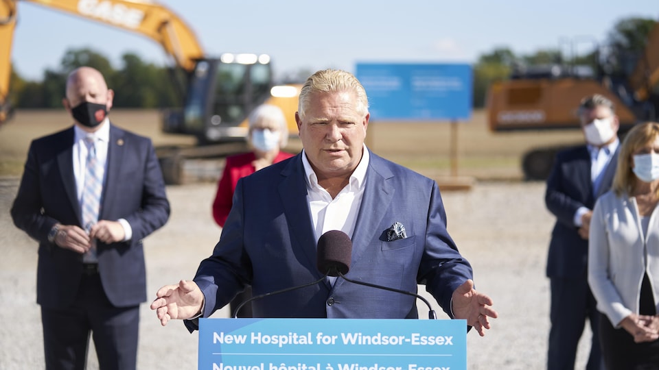 Doug Ford at an announcement in the Windsor-Essex area.